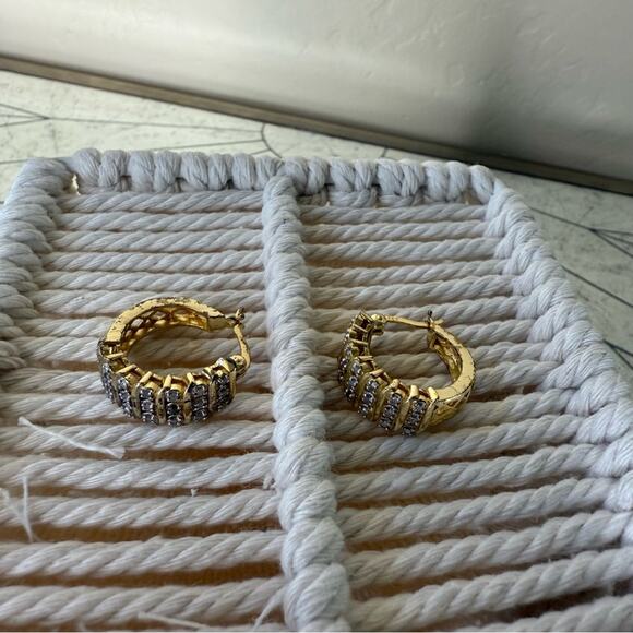 Elegant Gold and Rhinestone Hoop Earrings - Picture 1 of 4